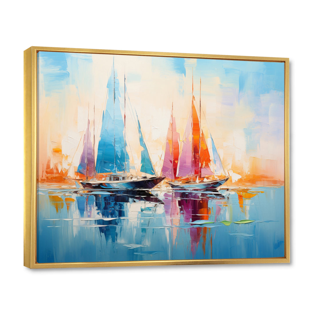 Sailboat Abstract Coastal Symphony I - Boat Sailing Canvas Wall Art