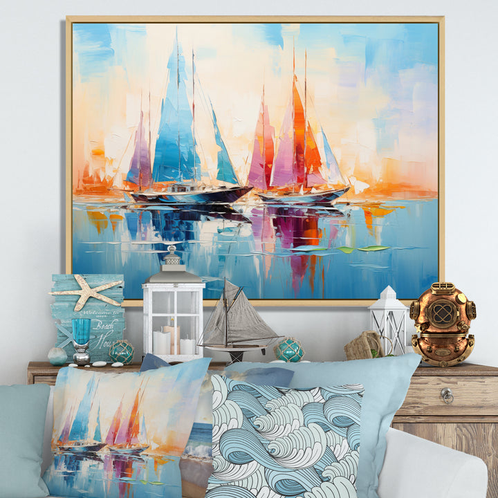 Sailboat Abstract Coastal Symphony I - Boat Sailing Canvas Wall Art