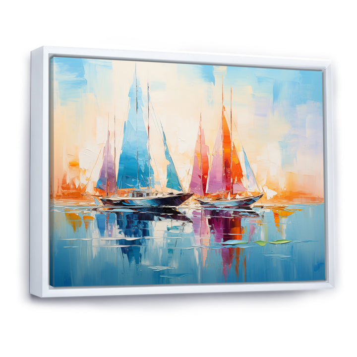 Sailboat Abstract Coastal Symphony I - Boat Sailing Canvas Wall Art
