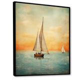 Sailboat Abstract Coastline - Boat Sailing Canvas Wall Art