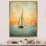 Sailboat Abstract Coastline - Boat Sailing Canvas Wall Art
