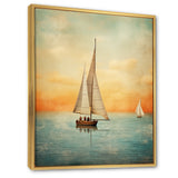 Sailboat Abstract Coastline - Boat Sailing Canvas Wall Art