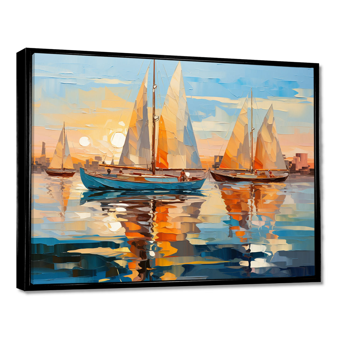 Sailboat Abstract Flotilla I - Boat Sailing Canvas Wall Art