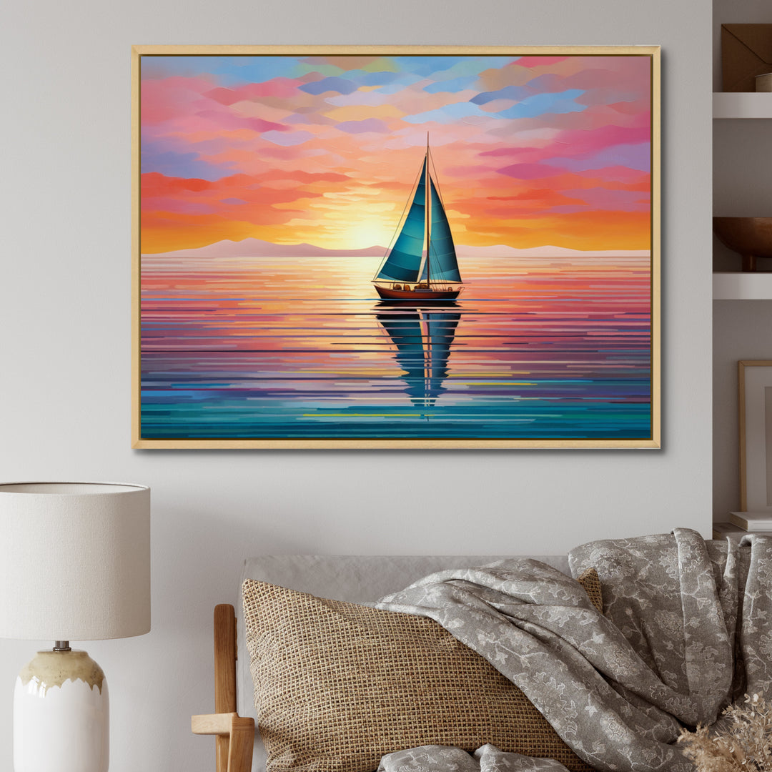 Sailboat Abstract Horizon I - Boat Sailing Canvas Wall Art