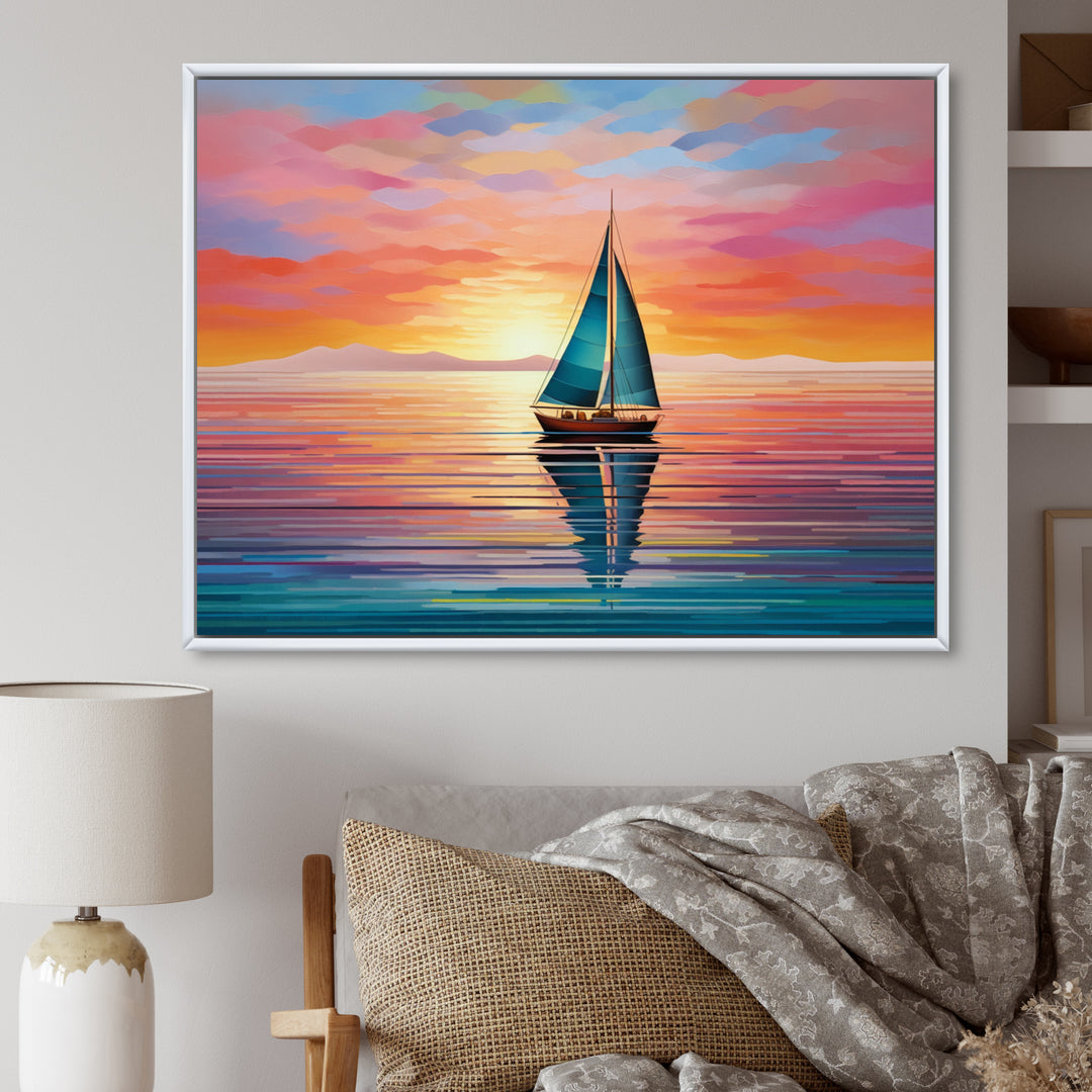 Sailboat Abstract Horizon I - Boat Sailing Canvas Wall Art