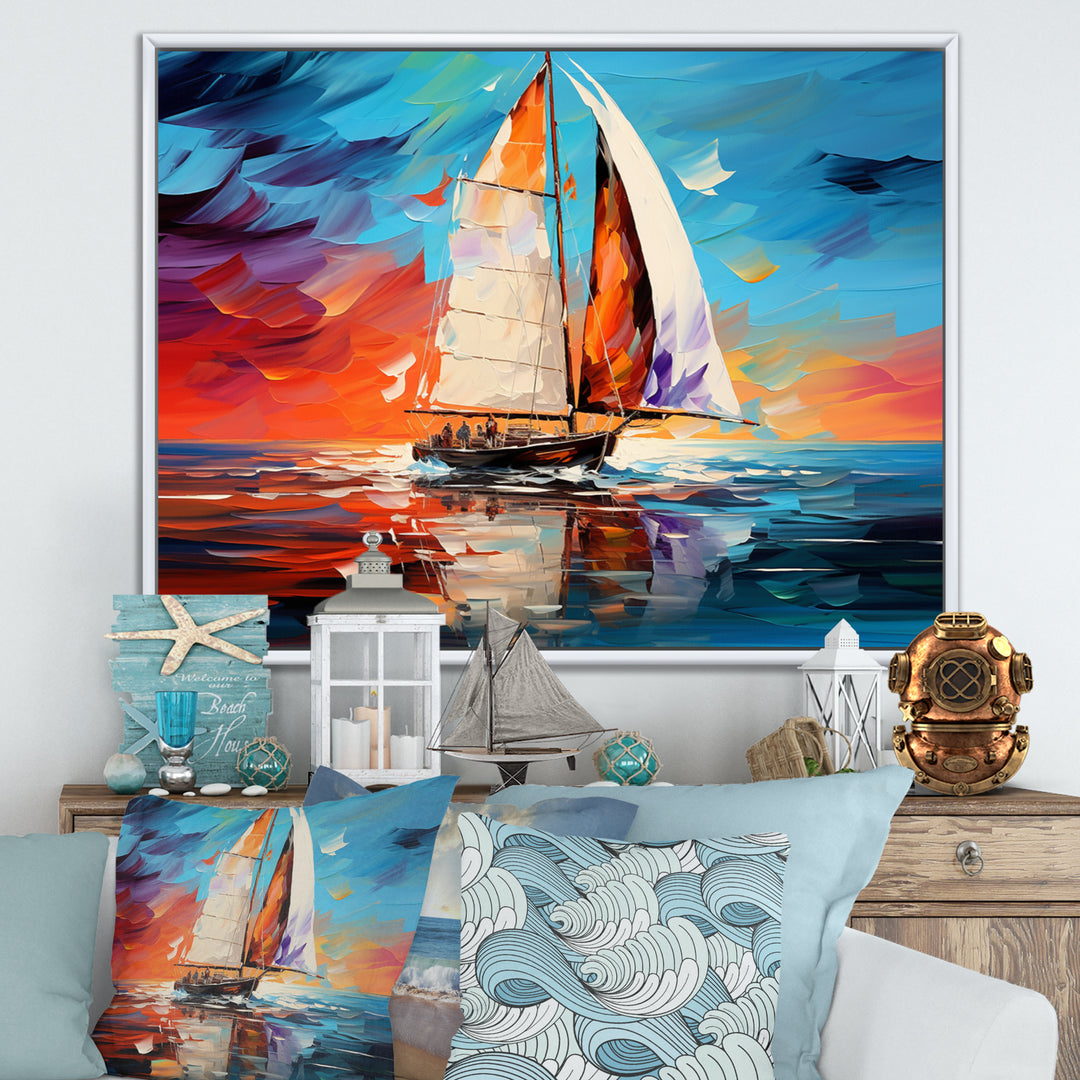 Sailboat Abstract Maritime I - Boat Sailing Canvas Wall Art