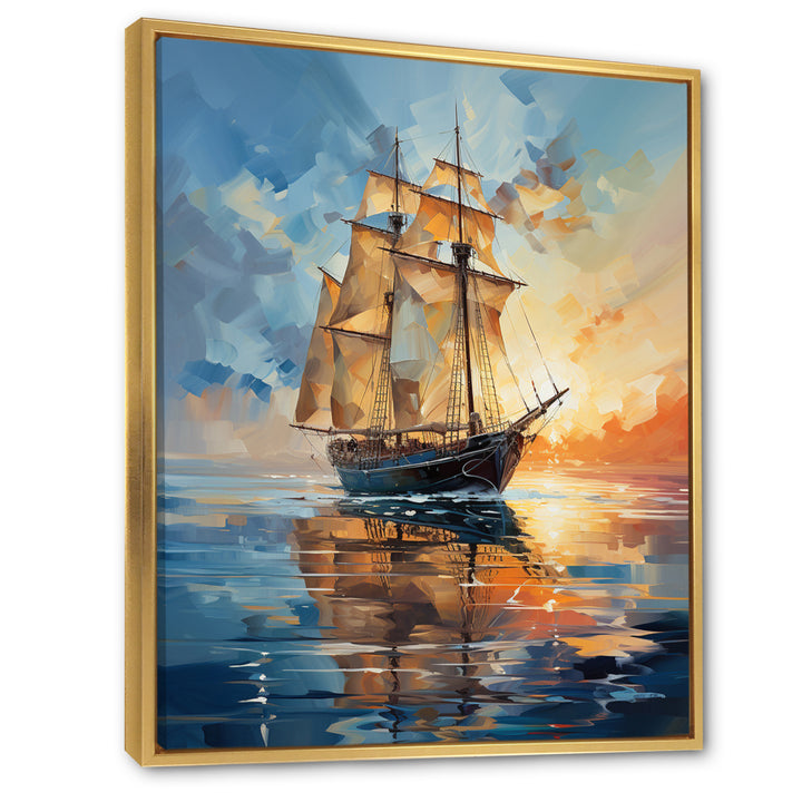 Sailboat Abstract Maritime Symphony I - Boat Sailing Canvas Wall Art