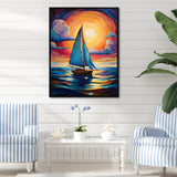 Sailboat Abstract Tides - Boat Sailing Canvas Wall Art