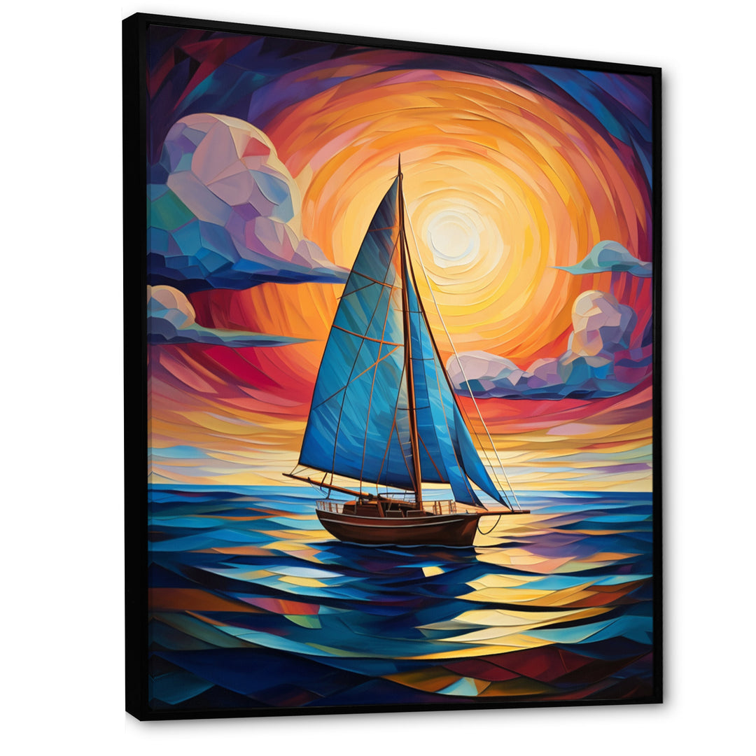 Sailboat Abstract Tides - Boat Sailing Canvas Wall Art