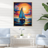 Sailboat Abstract Tides - Boat Sailing Canvas Wall Art