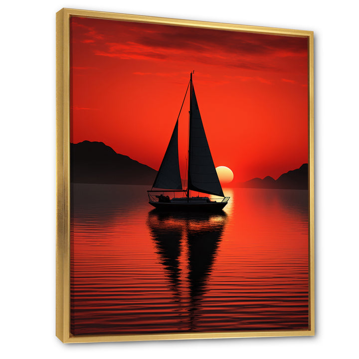 Sailboat Boat Silhouette - Boat Sailing Canvas Wall Art