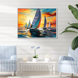 Sailboat Bold Regatta - Boat Sailing Canvas Wall Art