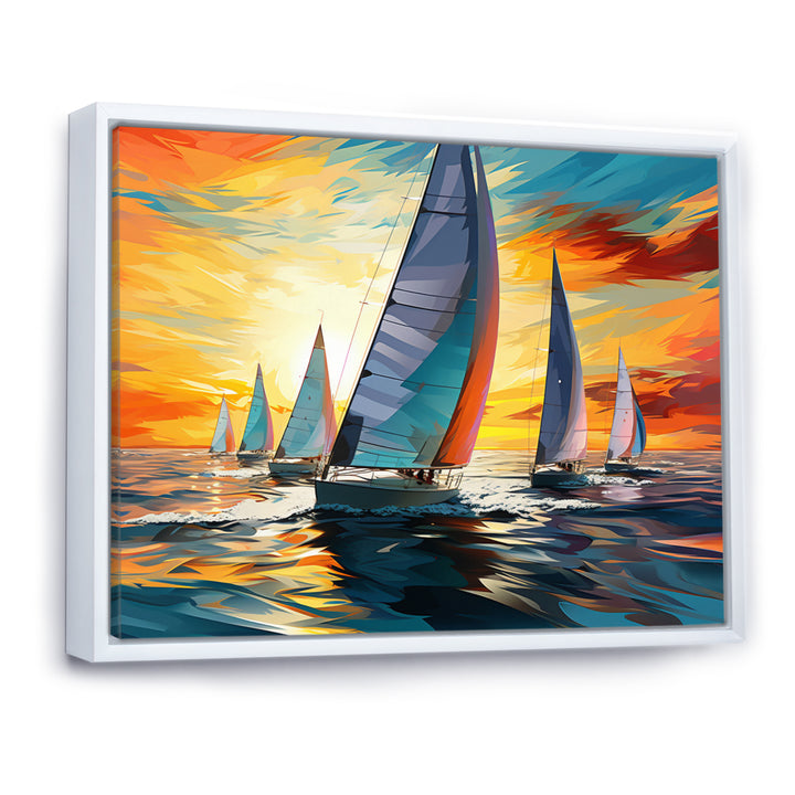 Sailboat Bold Regatta - Boat Sailing Canvas Wall Art