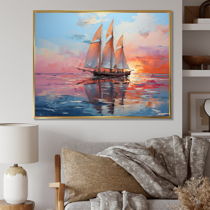 Sailboat Chromatic Sails - Boat Sailing Canvas Wall Art
