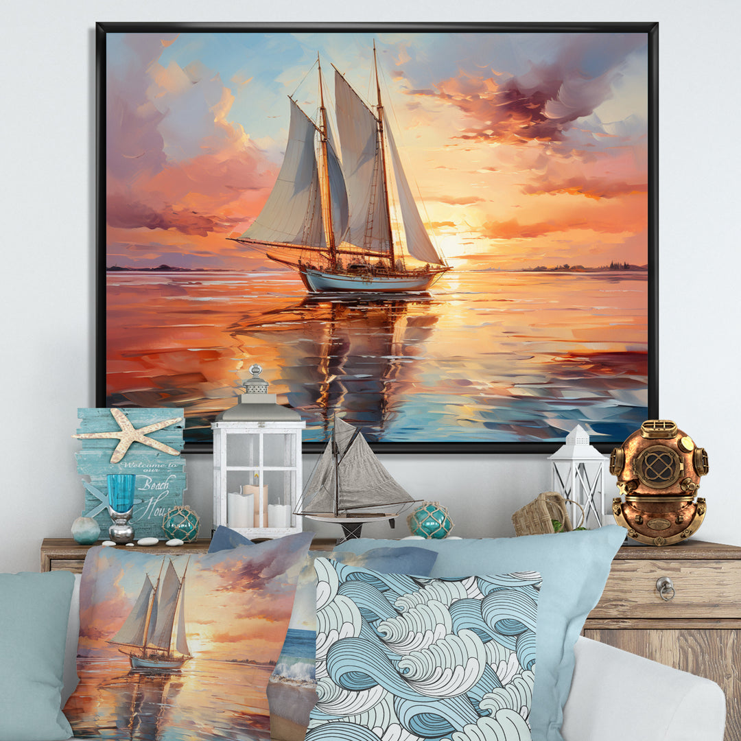 Sailboat Coastal Dreams I - Boat Sailing Canvas Wall Art