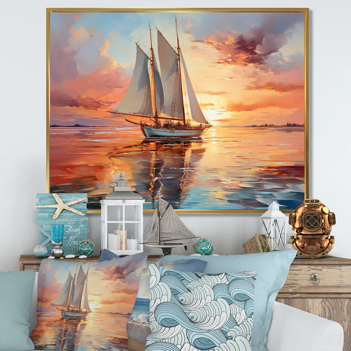 Sailboat Coastal Dreams I - Boat Sailing Canvas Wall Art