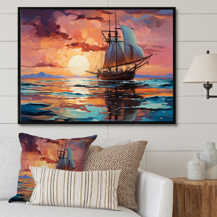 Sailboat Fluid Horizons I - Boat Sailing Canvas Wall Art