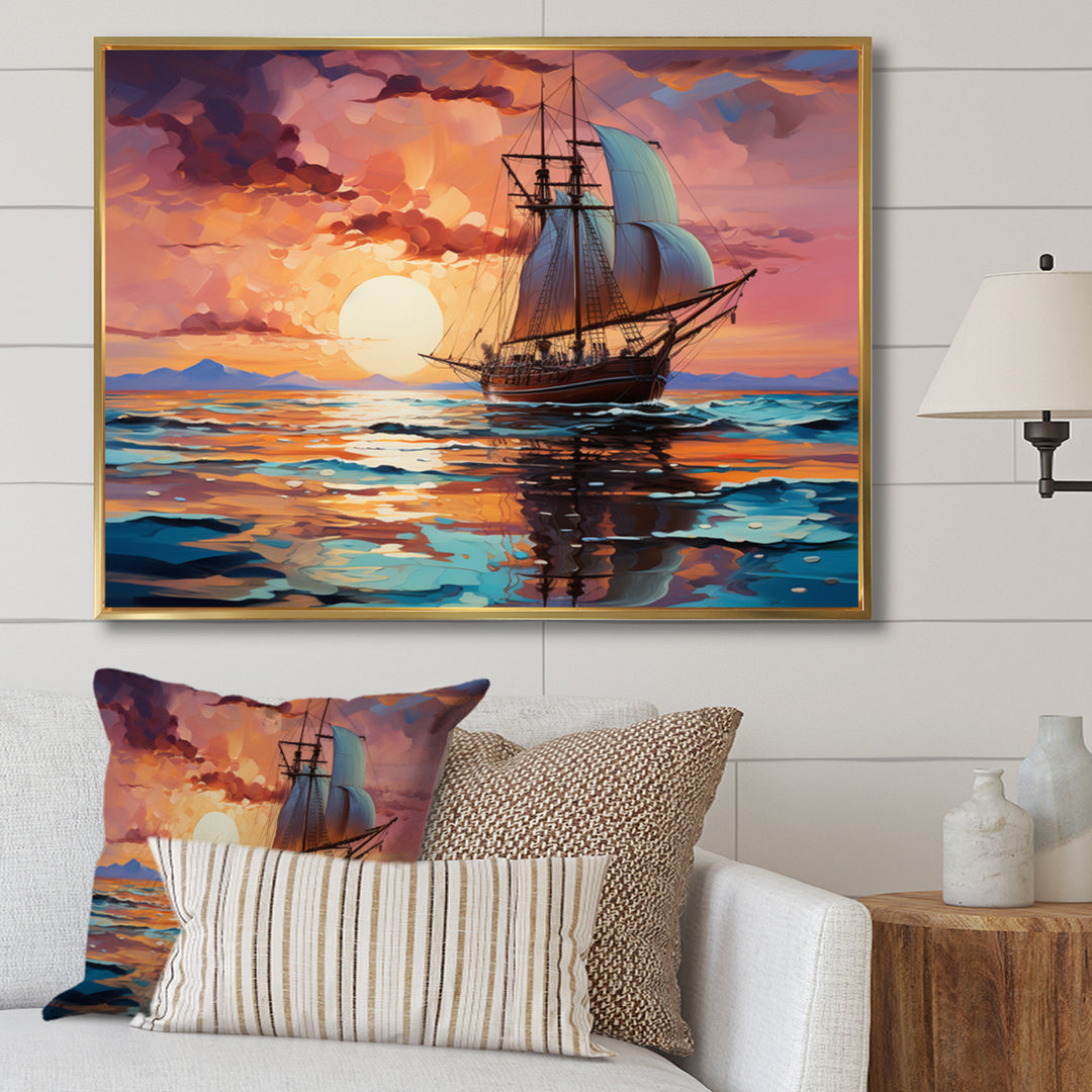 Sailboat Fluid Horizons I - Boat Sailing Canvas Wall Art