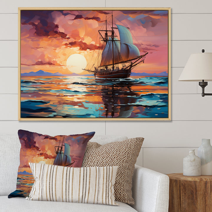 Sailboat Fluid Horizons I - Boat Sailing Canvas Wall Art