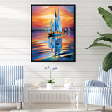 Sailboat Harmony At Sea - Boat Sailing Canvas Wall Art