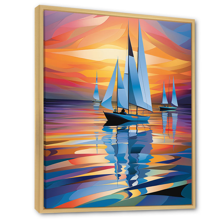 Sailboat Harmony At Sea - Boat Sailing Canvas Wall Art