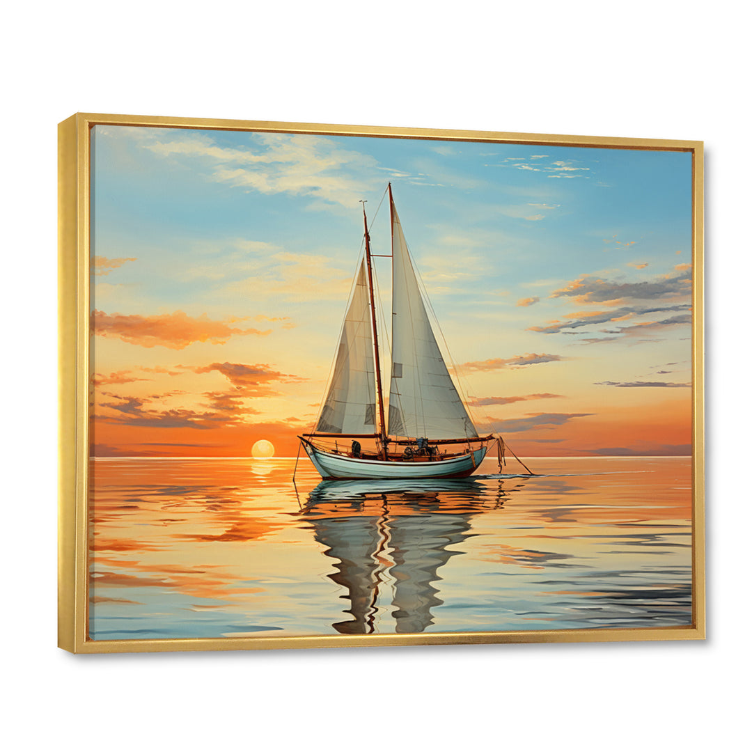 Sailboat Rhythmic Reflections I - Boat Sailing Canvas Wall Art