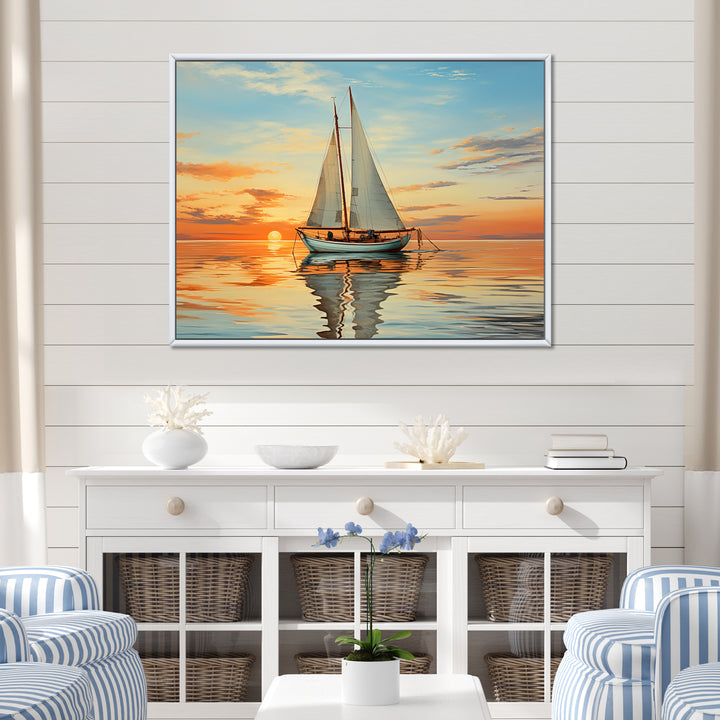 Sailboat Rhythmic Reflections I - Boat Sailing Canvas Wall Art