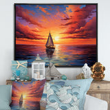 Sailboat Sailing Into Sunset I - Boat Sailing Canvas Wall Art