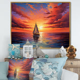 Sailboat Sailing Into Sunset I - Boat Sailing Canvas Wall Art