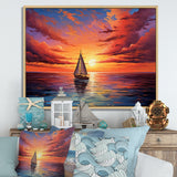 Sailboat Sailing Into Sunset I - Boat Sailing Canvas Wall Art
