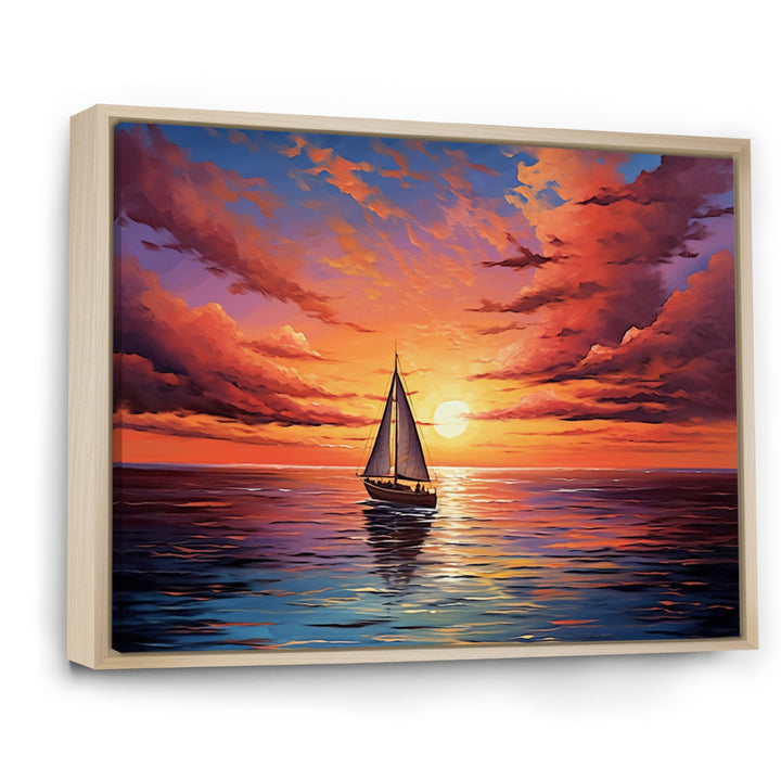 Sailboat Sailing Into Sunset I - Boat Sailing Canvas Wall Art