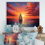 Sailboat Sailing Into Sunset I - Boat Sailing Canvas Wall Art