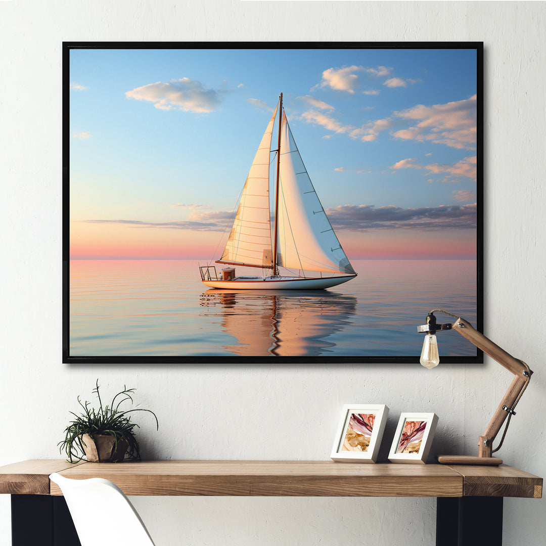 Sailboat Solitary Sail - Boat Sailing Canvas Wall Art