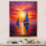 Sailboat Sunset Sails - Boat Sailing Canvas Wall Art
