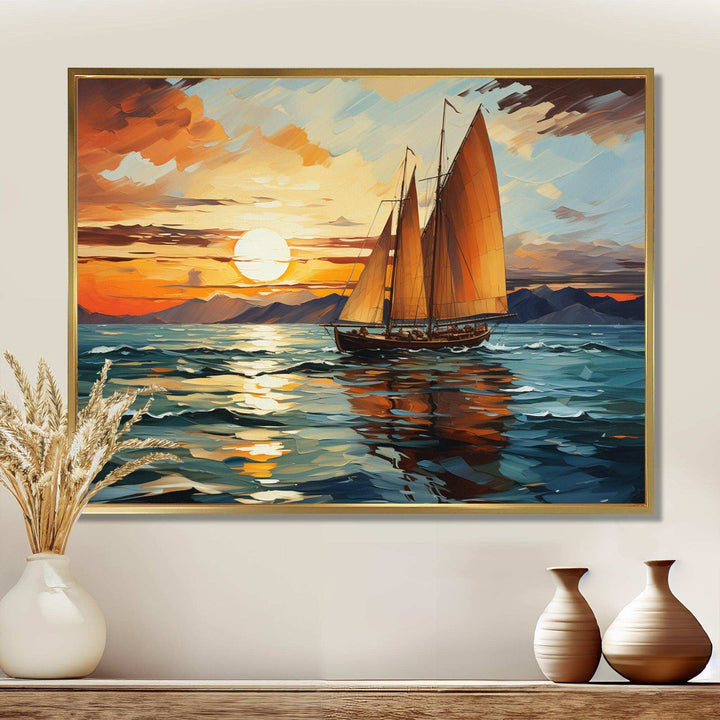 Sailboat Surreal Voyage - Transportation Canvas Wall Art