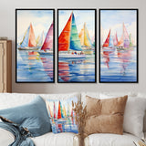 Miminimlaism Watercolor Regatta III - 3-Piece Canvas Wall Art