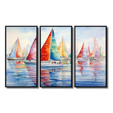 Miminimlaism Watercolor Regatta III - 3-Piece Canvas Wall Art
