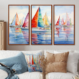 Miminimlaism Watercolor Regatta III - 3-Piece Canvas Wall Art