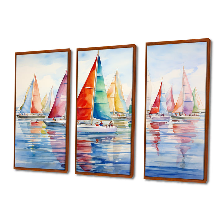 Miminimlaism Watercolor Regatta III - 3-Piece Canvas Wall Art