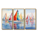 Miminimlaism Watercolor Regatta III - 3-Piece Canvas Wall Art