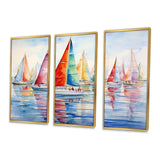 Miminimlaism Watercolor Regatta III - 3-Piece Canvas Wall Art
