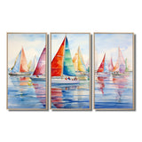 Miminimlaism Watercolor Regatta III - 3-Piece Canvas Wall Art