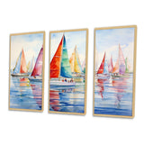 Miminimlaism Watercolor Regatta III - 3-Piece Canvas Wall Art