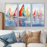 Miminimlaism Watercolor Regatta III - 3-Piece Canvas Wall Art