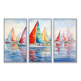 Miminimlaism Watercolor Regatta III - 3-Piece Canvas Wall Art