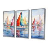 Miminimlaism Watercolor Regatta III - 3-Piece Canvas Wall Art