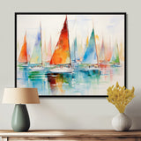 Minimalism Watercolor Regatta I - Boat Sailing Canvas Wall Art
