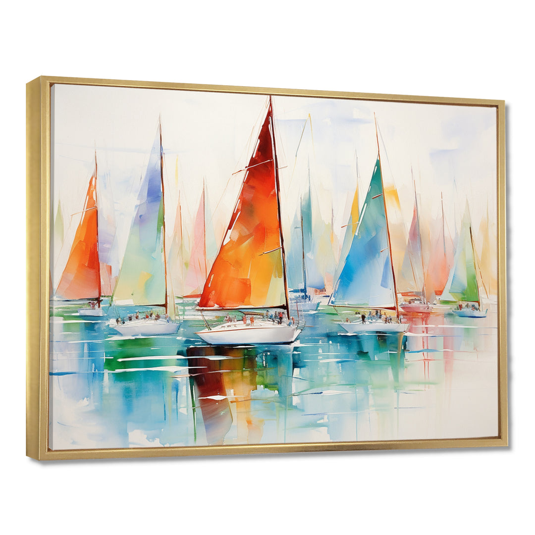 Minimalism Watercolor Regatta I - Boat Sailing Canvas Wall Art