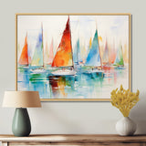 Minimalism Watercolor Regatta I - Boat Sailing Canvas Wall Art