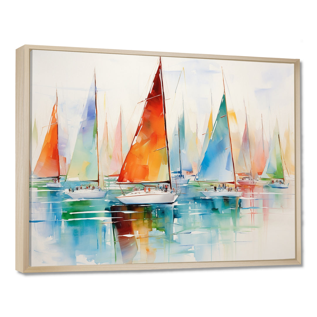 Minimalism Watercolor Regatta I - Boat Sailing Canvas Wall Art